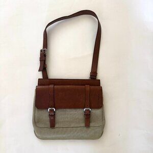 Jil Sander Lowell Bercy Leather and Canvas Crossbody Bag